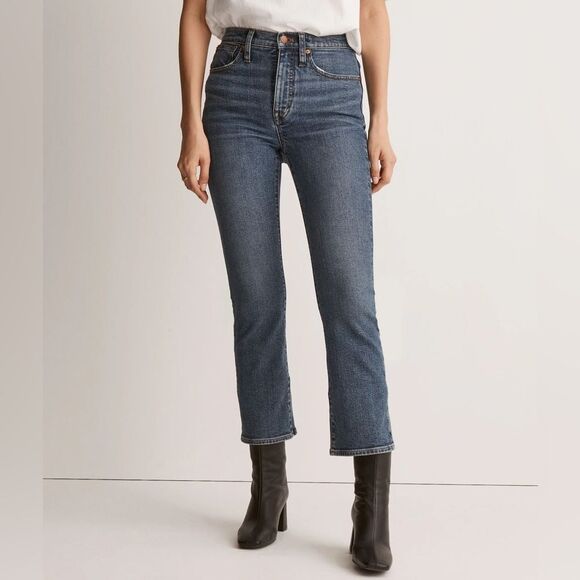 Madewell Cali Demi-Boot Jeans Kick Flare Crop Glenside Medium Wash Size 27 | 4 - Picture 4 of 14